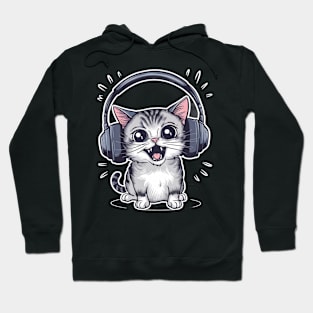 cat with headphones Hoodie